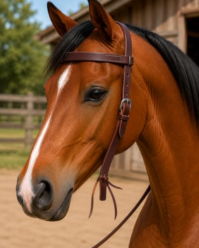 Horse Western Knotted Bosal Rawhide Hanger Headstall w/ Braided Reins 78J04 - color: Brown