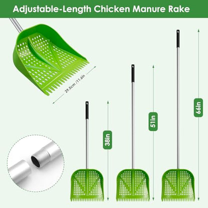 Thiswing Chicken Poop Scooper & Rake 2-in-1, Green