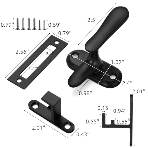 2 Pack 360 Degree Flip Bathroom Stall Latch for Inside Door | 3 Locking Methods Stainless Steel Barn Door Latch Heavy Duty Gate Hardware (Matte Black) - color: Matte Black