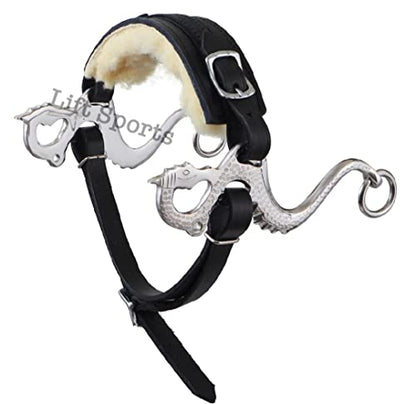 Black/Brown Dragon Style Hackamore Bitless Horse Bit English Western Adjustable Padded Fur Original Leather Bridle Equestrian Tack (Brown)