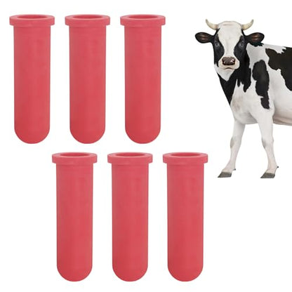 6PCS Calf Feeder Pacifier Teats Soft Rubber Food Grade Feeding Nipples - color: RED