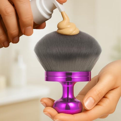 Kabuki Self Tanner Brush – Round Dome Blending Brush for Face & Body, Palm-Grip Applicator for Smooth, Streak-Free Tan | Soft Synthetic Bristles, Washable & Reusable (Purple) - color: Purple