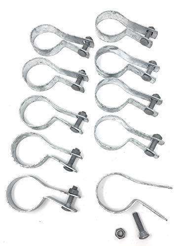 (10 Pack) Tension Bands with Bolts & Nuts for Chain Link Fence, Gate, Posts (1-7/8") - size: 1-7/8"