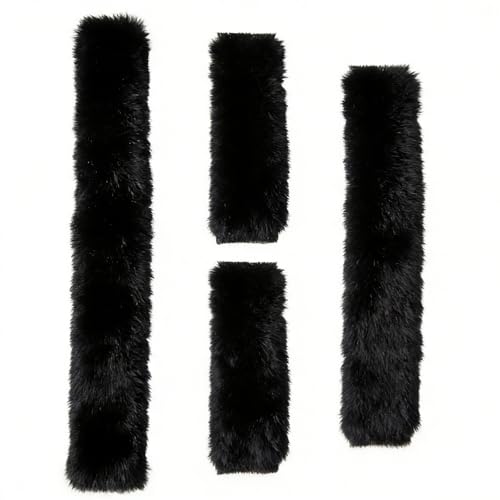 Genuine Wool Horse Halter Cover, 4 PCS Merino Sheepskin Horse Halter Set - color: Black