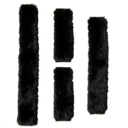 Genuine Wool Horse Halter Cover, 4 PCS Merino Sheepskin Horse Halter Set - color: Black