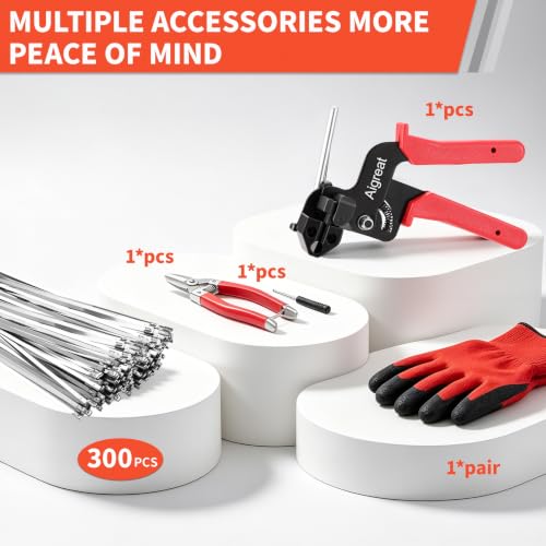 300-Piece Metal Zip Ties Gun Kit,12 Inch 304 Stainless Steel Ties Heavy Duty Outdoor,Adjustable Fastening Cutting Tie Tool for Fence, Chicken Coop,Cables, Pipesas well as Outdoor binding - size: 300PCS