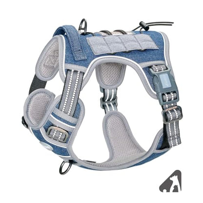 AUROTH Dog Harness for Small Medium Dogs, Tactical No Pull Dog Vest - color: Denim Blue, size: S(Neck:14-21",Chest:20-31"),18-35 lbs