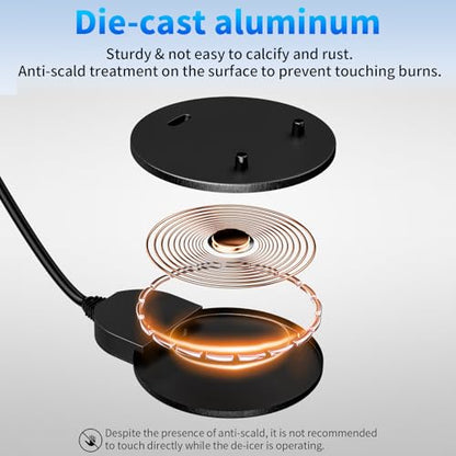 Submergible Chicken Waterer Heater, 250Watt Thermostatic Control Heated Chicken Waterer Deicer, Aluminum Aluminum Poultry Water Heater Mini Size Water De-icer for Duck Goose Bird Cow Horses Livestock