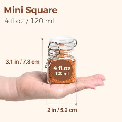ComSaf Square Glass Spice Jars 4 oz 6 Pack with Labels and Funnel Set - size: 4oz*6