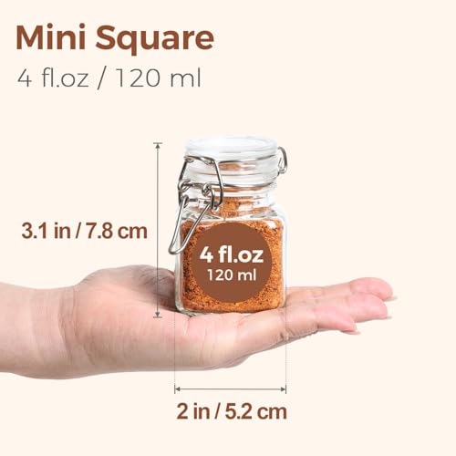 ComSaf Square Glass Spice Jars 4 oz 12 Pack with Labels and Funnel Set - size: 4oz*12