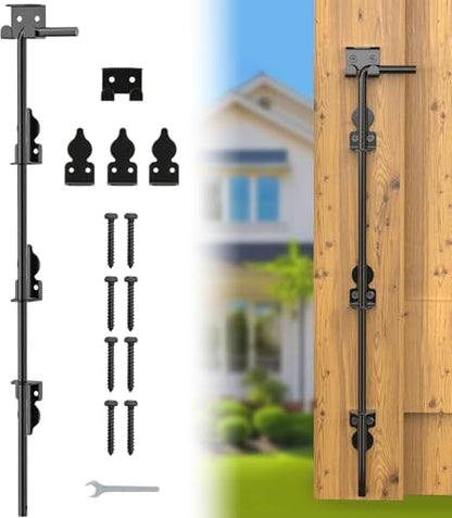 24" Cane Bolt Drop Rod for Gate, Heavy Duty Gate Latch 1 Pack - color: 24"-Black, size: 1 Pack