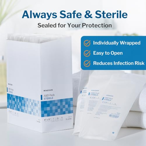 McKesson Sterile ABD Pads, Non Stick Gauze Dressing, 8 x 10 in, 48 ct