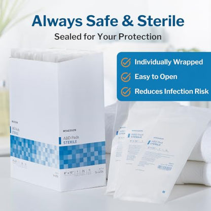 McKesson Sterile ABD Pads, Non Stick Gauze Dressing, 8 x 10 in, 48 ct
