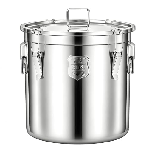 304 Stainless Steel Food Storage Containers, 90-110 Lbs Large Rice Container Airtight Canister, 15.8gal Stainless Steel Bucket With Lid for Storage Rice Flour Grain (60L) - size: Standard 60L/15.8gal