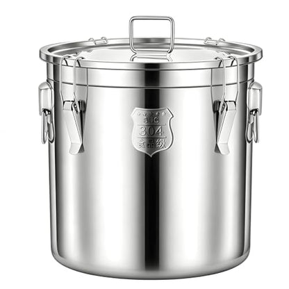 304 Stainless Steel Food Storage Containers, 90-110 Lbs Large Rice Container Airtight Canister, 15.8gal Stainless Steel Bucket With Lid for Storage Rice Flour Grain (60L) - size: Standard 60L/15.8gal