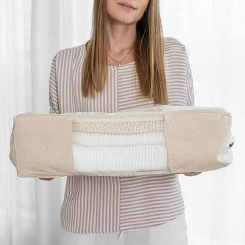 Clothes Storage Bags - 100% Cotton Canvas Sweater Storage Bags with Zipper - Reusable, Washable, Breathable, and Moth Proof Garment Bags - Convenient and Easy to Carry and Organize (2 Bags)