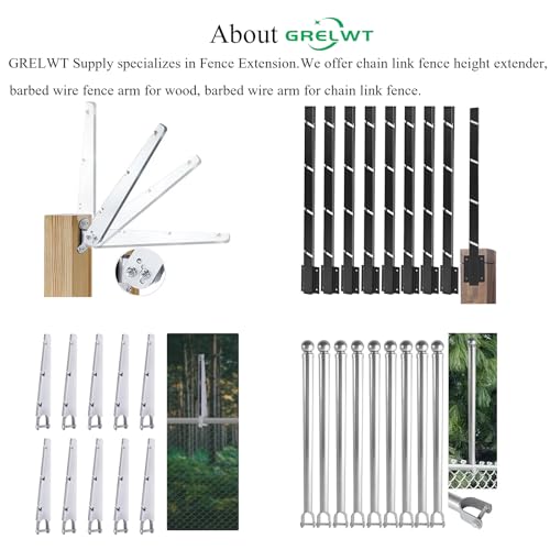 8 Pack Fence Post Extender, 24" Fence Barbed Wire Extend Arm，for Outdoor Fences to Increase Height, Protect Privacy and Pets Jumping Off Wooden Concrete Wall