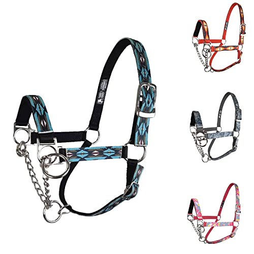 Tahoe Tack Nylon Overlay Cattle Restraint Halter with Padded Noseband - 6 Month Warranty - color: Blue Aztec