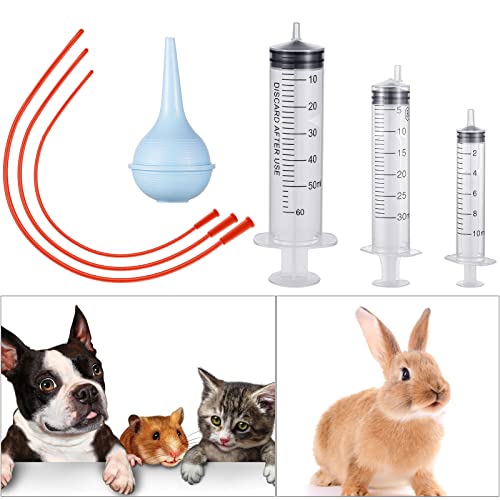 7 Pack Tube Feeding Kit, 8 FR Tubes & Syringes for Puppy Lamb Kitten