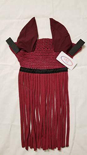 Horse/Full Fly Bonnet with Ears Net with Fringes Fly Veil Mask Hood Cotton Crochet Hand Made Breathable Protect Equestrian Tack Shows (Purple)