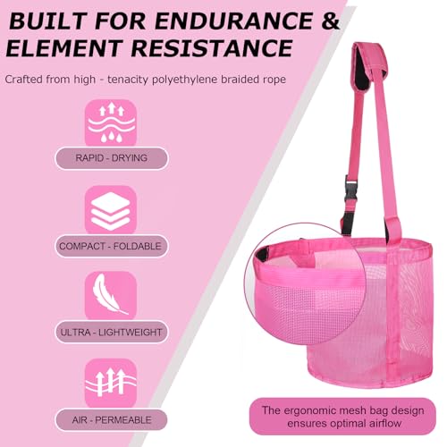 Heavy Duty Durable Waterproof Horse Feed Bag with Adjustable Strap - color: Rose Pink