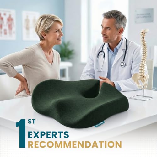 Seat Cushion for Tailbone Pain Relief, Extra Large Office Chair Cushion | Extra Large Office Chair Cushion for Healthy Sitting Posture, Sciatica Pain Relief Pillow With Extra Cover (Green - color: Green & Dark Gray