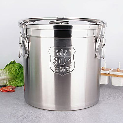 CNCEST Stainless Steel Airtight Canister for Kitchen, Rice Cereal Grain Canisters Container for Household Kitchen Food Bean Flour Oil Sugar Milk Cookie Storager Bucket w/Handles Lid (6L) - size: 6L