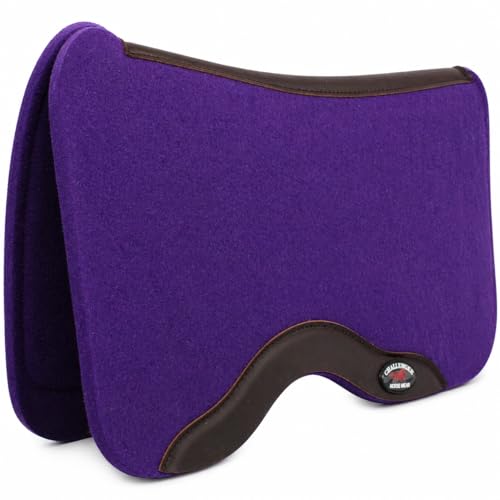 Horse SADDLE PAD Western Contoured Wool Felt Moisture Wicking Black 39RT - color: Purple/Brown