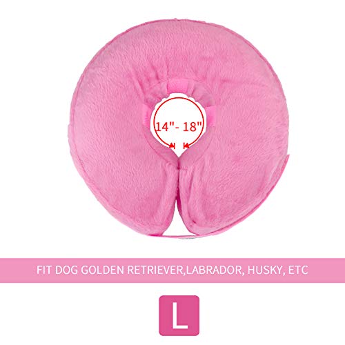 MCHY Inflatable Dog Cone,Adjustable Recovery Collar for Dogs After Surgery,Prevent from Biting & Scratching,Not Block Vision (Pink, L-Neck 15"-20") - color: Pink, size: L-Neck 15"- 20"