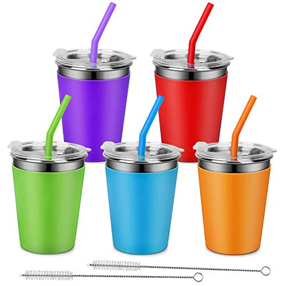 Kids Tumblers with Lids and Straws, Drinking Cup for Adults and Children - color: Blue/Green/Red/Purple/Orange