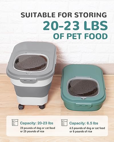 20-23 Lbs Dog Food Storage Container Airtight,Collapsible Pet Food Storage - color: Green