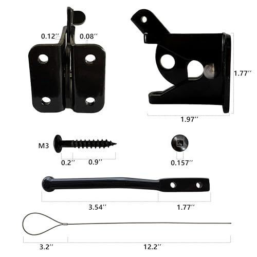 Automatic Gravity Gate Latch Self-Locking Door Latch Auto-Locking for Garden Fence, Black Steel