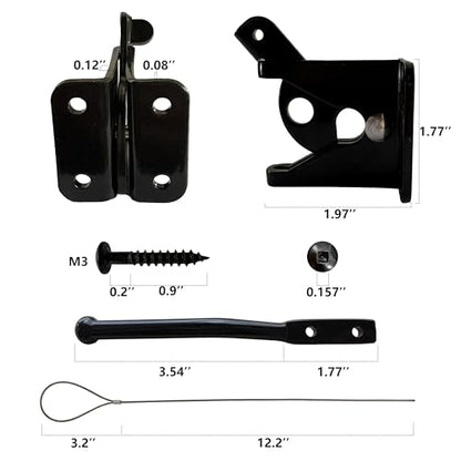 Automatic Gravity Gate Latch Self-Locking Door Latch Auto-Locking for Garden Fence, Black Steel
