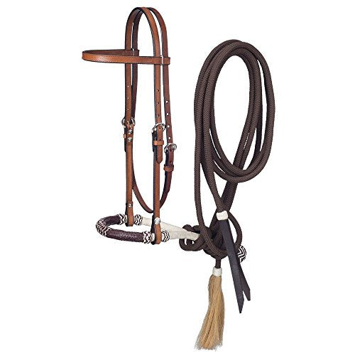 Tough 1 Royal King Browband Headstall Bosal/Cotton Cord Mecate Set - color: Mediumoil