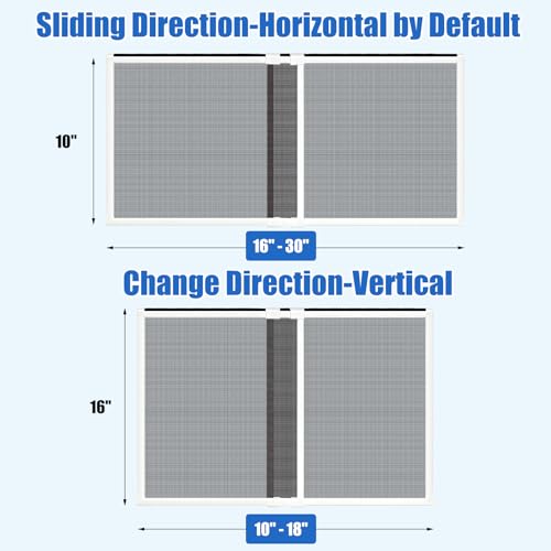 4 Pack Expandable Window Screen, 2 Way Sliding Adjustable Window Screen, Horizontal (10" H x 16" - 30" W), Horizontal and Vertical Adjustable, Durable Replacement Screen for Window, Window Screen Mesh - size: 10"H x 16"-30"W