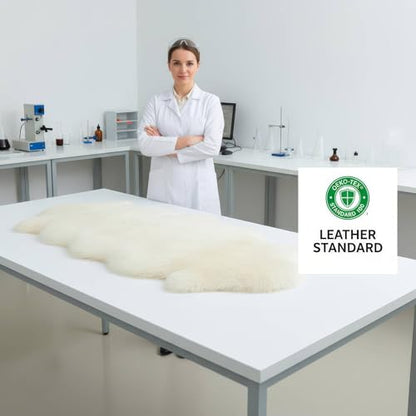 Premium Sheepskin Rug 2X6 Runner for Bedside- Fluffy Throw & Chair Cover - color: Natural (Yellow Undertones), size: 2' x 6' (Natural)