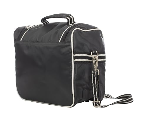Equinavia Darby Zip Top Equestrian Horse Grooming Bag with Shoulder Strap | 6.5" x 11" x 13" - color: Black/Silver