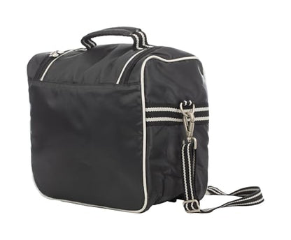 Equinavia Darby Zip Top Equestrian Horse Grooming Bag with Shoulder Strap | 6.5" x 11" x 13" - color: Black/Silver