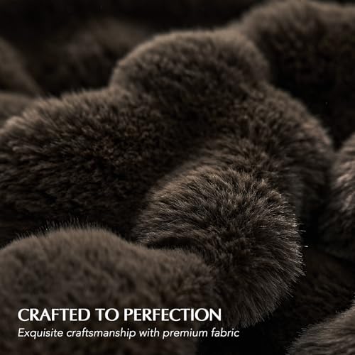 EverGrace Faux Rabbit Fur Bubble Throw Blanket, 60"x80", Dark Brown - color: Dark Brown, size: 60"x80"