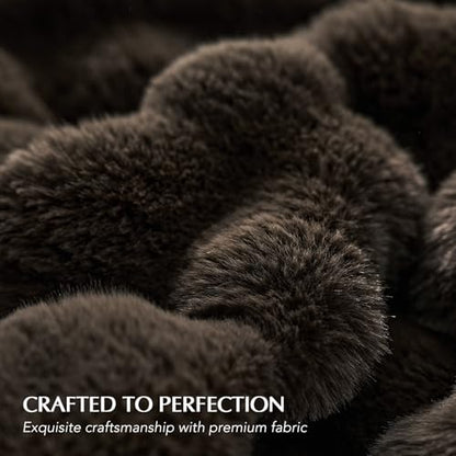 EverGrace Faux Rabbit Fur Bubble Throw Blanket, 60"x80", Dark Brown - color: Dark Brown, size: 60"x80"