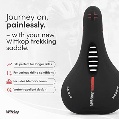 Wittkop Bike Seat I Bicycle Seat for Men and Women, Waterproof Bike Saddle with Innovative 5-Zone-Concept I Exercise Bike Seat for BMX, MTB & Road - style: Touring