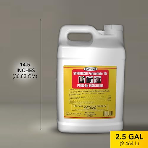 DURVET Fly Synergized Permethrin 1% Pour-On Insecticide - 2.5 Gallon
