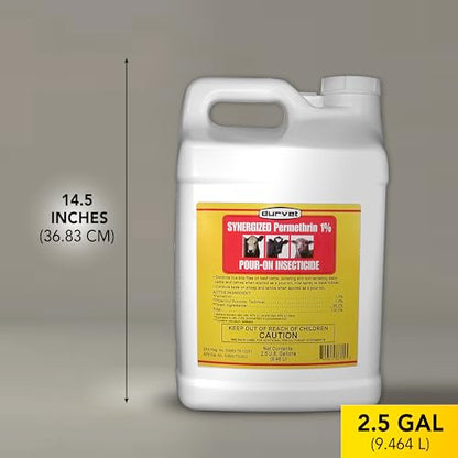 DURVET Fly Synergized Permethrin 1% Pour-On Insecticide - 2.5 Gallon