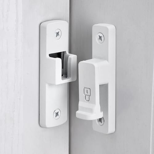 Matte White 90 Degree Barn Door Lock ，Right Angle Door Lock Latch - color: Matte White_90 Degree