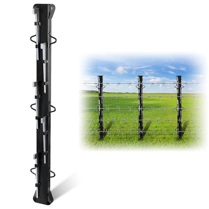 4ft Woven Wire Fence Stretcher Bar with 5 Wedges - Heavy-Duty Steel Fence Tensioner for Farm, Garden & Ranch - Black Powder Coated, Rust-Resistant, Easy to Install - size: 1 Pack