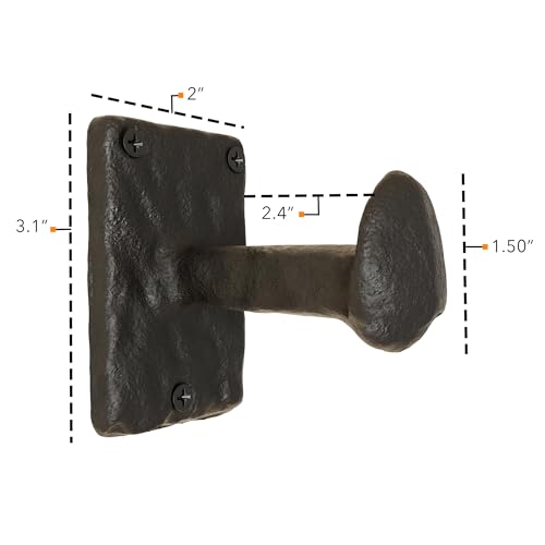 Rustic State Motris Wall Mount Cast Iron Hooks Coat Towel Bag Hat Hanger Multiuse Entryway Railroad Spike Rack Black Set of 2