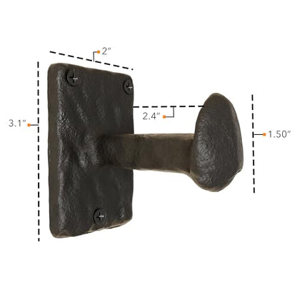 Rustic State Motris Wall Mount Cast Iron Hooks Coat Towel Bag Hat Hanger Multiuse Entryway Railroad Spike Rack Black Set of 2