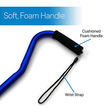 RMS Folding Cane with Offset Foam Handle, Adjustable Walking Stick (Blue) - color: Blue