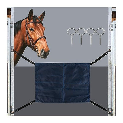 Horse Stall Guard with Swivel Snap Hook,Horse Stall Aisle Guard Fence with Ajustable Straps Strong Metal Push Gate Clip Equestrian Products - color: Blue