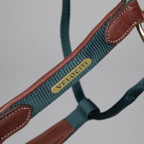 Shires Velociti Lusso Padded Halter - Leather Breakaway - color: Green, size: Cob